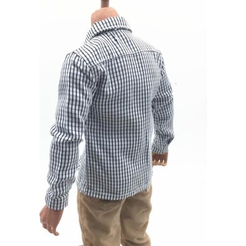 1/6 Mans Formal Gray Plaid Shirt for 12'' DML BBI DID Action Figure