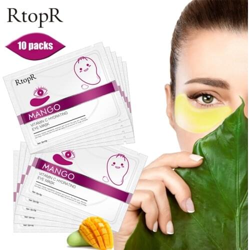 10Pairs Mango Vitamin C Hydrating Eye Mask Anti Wrinkle Eye Patches Dark Circles Remover Face Skin Care Sheet Masks