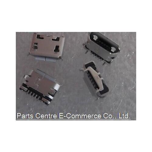 100 pcs Micro USB jack female distance 6.4 front pins horn 7.2 distance 4feet DIP 5P connector Micro USB