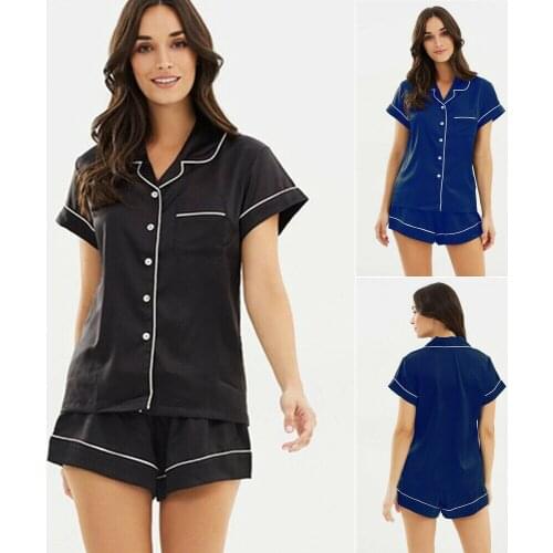 2pcs/set Women Satin Plain Sleepwear Babydoll Lingerie Nightwear Shorts Pjs Pyjamas Set plus size