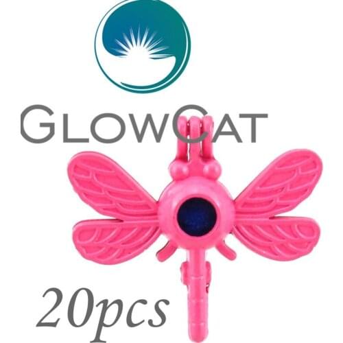 20x RR13 Pink Dragonfly Pearl Cage Jewelry Making Supplies Beads Cage Pendant Essential Oil Diffuser Locket For Oyster Pearl