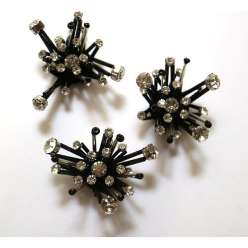 3pc/lot black rhinestone beaded Patches for clothes Sew on sequin flower parch badge Applique embroidered parches bordados para