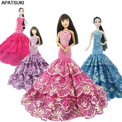 4pcs/lot Fashion Lace Evening Party Dress for Barbie Doll Outfits Mermaid Clothes for 1/6 BJD Doll Accessories Toy