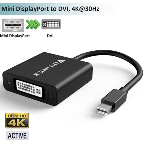 Active Mini DisplayPort to DVI Adapter/Converter,4K Thunderbolt to DVI for Surface Pro 6 5 4 3,Mac,MacBook Pro,Air,Surface Book