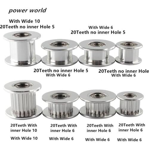 3D Printer Accessories 2GT Idler Wheel 16/20 Teeth Timing Belt Wheel H Shap for GT2 Timing Belt Width 6/10mm