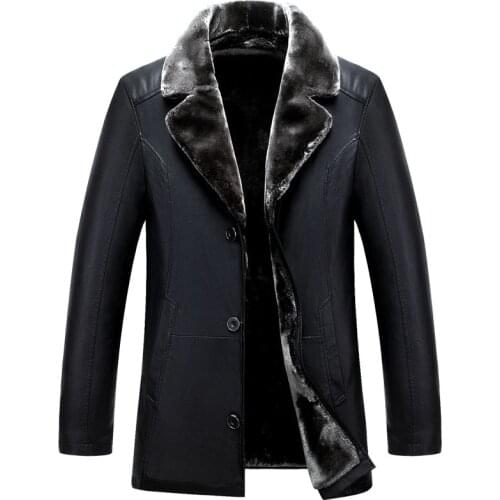 Large size 5XL Mens Thick Lapel Artificial Leather 2018 Winter Faux fur Mens Business Casual Fur one leather Size M-4XL 5XL