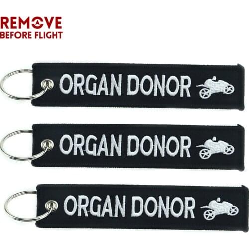 3 PCS/LOT Keychain Fashion Key Tag Organ Donor Keychain Holder for Motorcycles The Key to Happiness Key Fobs Embroidery Key Ring