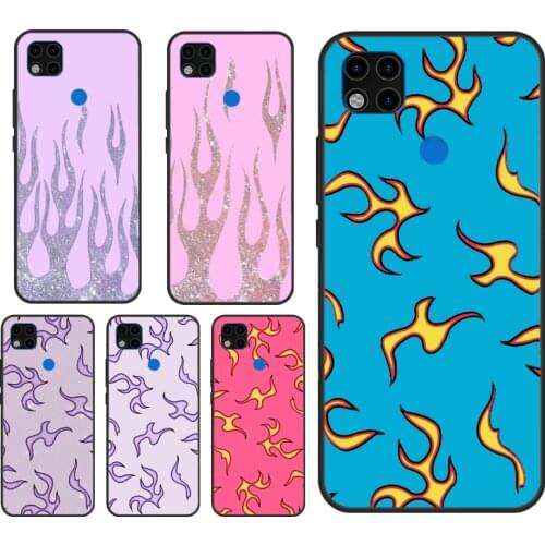 Purple Flames Fire Print Case For Xiaomi Redmi Note 10 Redmi Note 9 Pro 7 8 Note 8T 9S K40 7A 8A 9A 9C 9T Cover