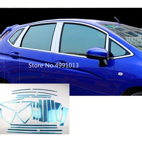 For Honda Fit Jazz 2017 2018 2019 Car Body Cover Sticker Stainless Steel Glass Window Garnish Pillar Middle Column Trim Panel