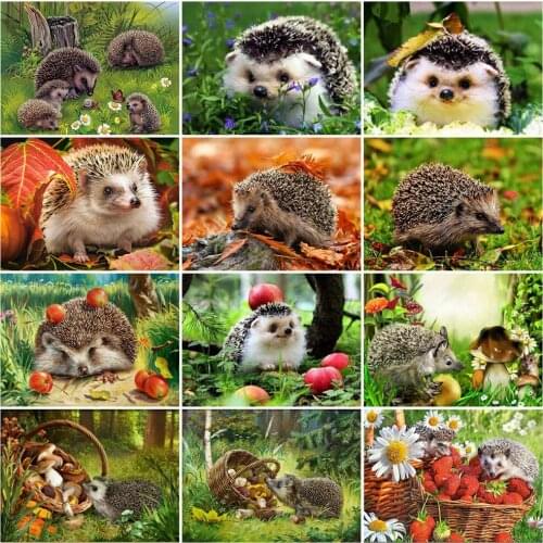 EverShine 5D DIY Diamond Painting Hedgehog Bead Embroidery Diamond Mosaic Full Square Animal Cross Stitch Fruit Needlework