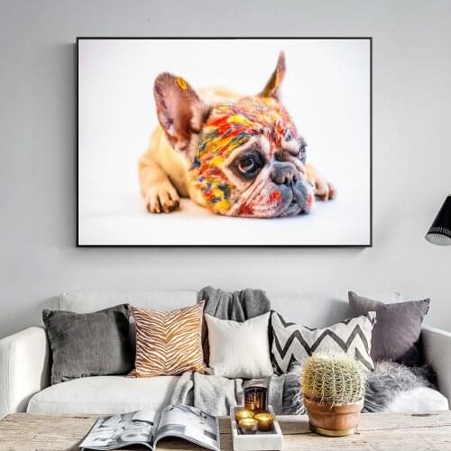 French Bulldog Wall Art Posters Realist Family Pet Of Dog Canvas Art Paintings Teacup Yorkie Canvas Art Prints Home Wall Decor