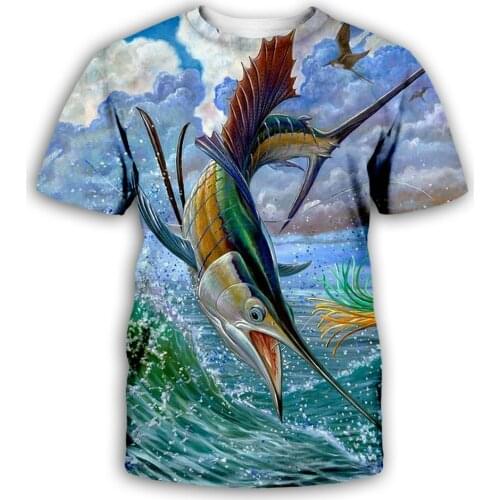 Summer Mens T-shirt Deep Sea Fish 3D Effect Harajuku Casual Trendy T-shirt Unisex Polyester T-shirt 2021 New