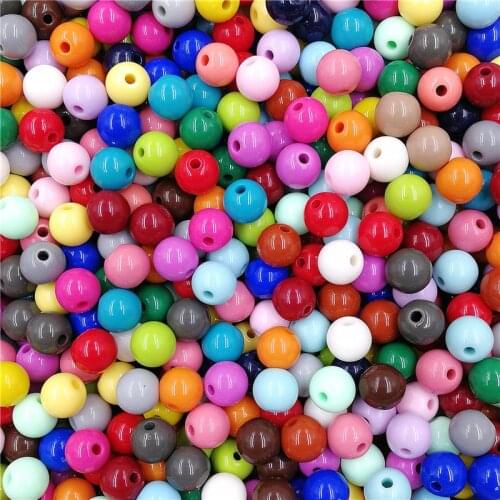 Hot 1bag Acrylic Round Beads Jewelry making Necklace Bracelet Earrings Acrylic Beads Loose Fashion Jewelry Findings