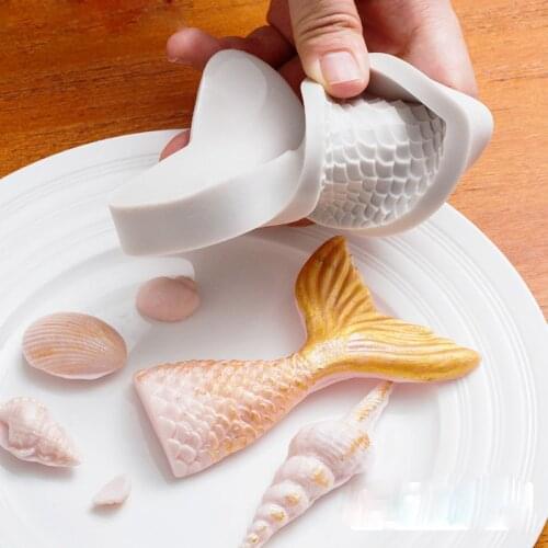 Fishtail Mermaid Tail DIY Fondant Cake Decoration Mold Silicone Handmade Soap Mould Chocolate Moulds baking tools