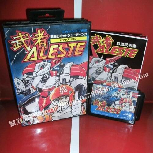 Sega MD game - Aleste with Box and Manual for 16 bit Sega MD game Cartridge Megadrive Genesis system