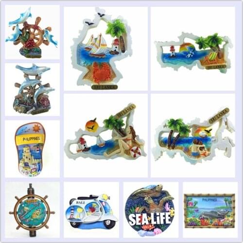 Sea View Dolphin Tourist Souvenir Fridge Magnets Decoration Articles Handicraft Magnetic Refrigerator Collector Collection Gifts