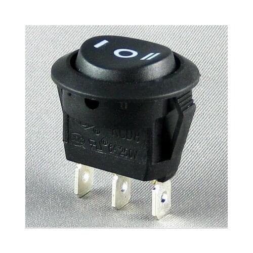 Round rocker switch KCD8 13 6A 3 feet 3 files black 220V
