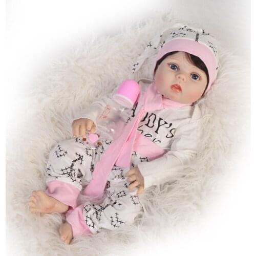 Bebes reborn 55cm full Silicone Reborn Boneca Alive Baby Reborn Doll super real looking Sweet Cute girl doll Kid Toys gift