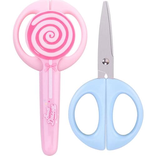 1pcs Mini Kids Scissors Cute Lollipop Shaped Safety Scissor Stainless Steel Student Scissors Cutting Stationery School Supplies