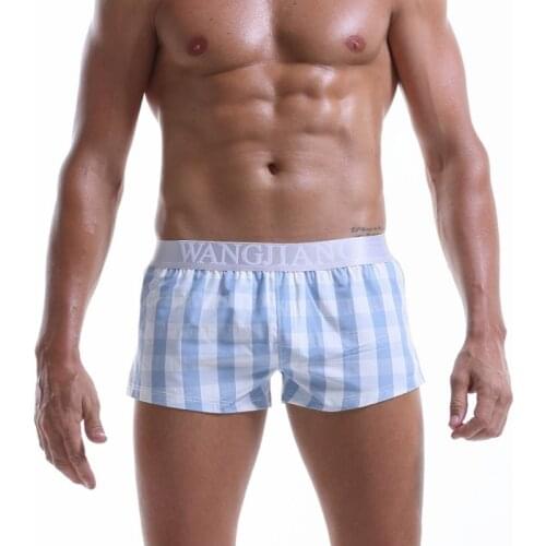 Men Plaid Cotton Boxer Shorts Underwear Men Home Wear Underwears Men Breathable Loose underpants