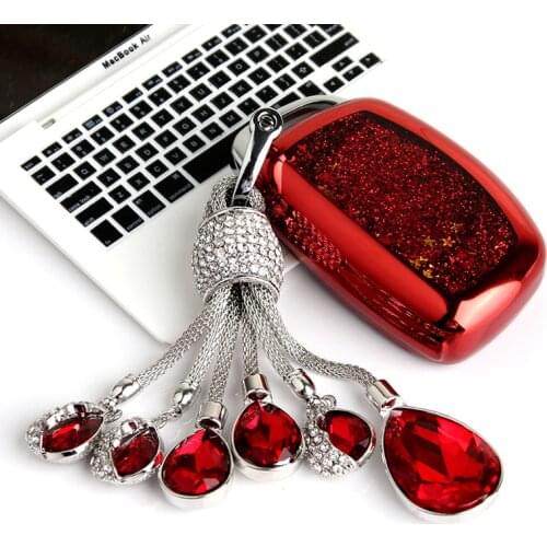 Funny Quicksand Soft TPU Key Case Cover Shell For Hyundai Verna Sonata Elantra Tucson Crystal chain for Girlfriend Auto Protecti