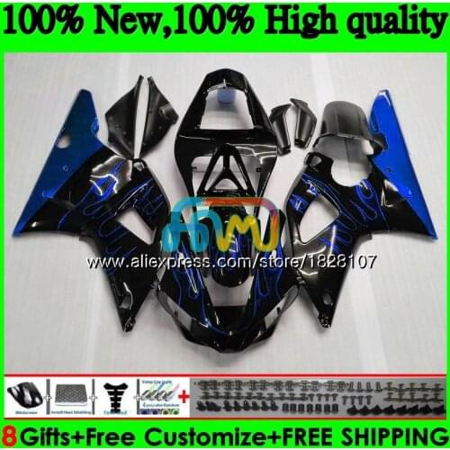Body Kit For YAMAHA YZF 1000 YZF R 1 YZF-1000 YZFR1 00 01 121BS.95 YZF R1 1000CC YZF1000 YZF-R1 2000 2001 Fairings Blue flames