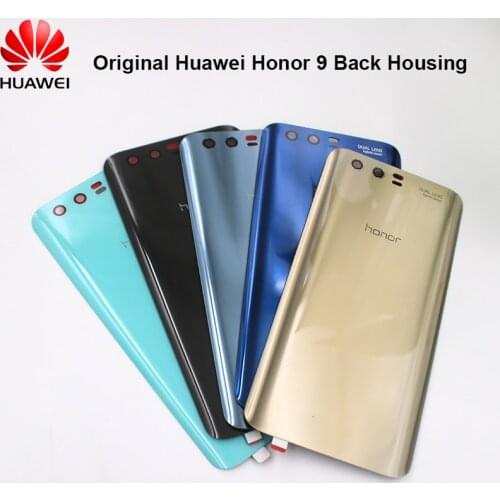 Original Huawei Honor 9 Housing Cover Back Battery Case Glass Door Rear Phone Replacement Shell For Honor9 with adhesive sticker