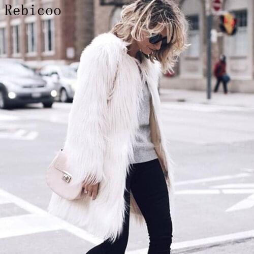 Rebicoo short long-sleeved Plus size coat solid color warm women winter coat fashion cardigan Artificial fur jacket