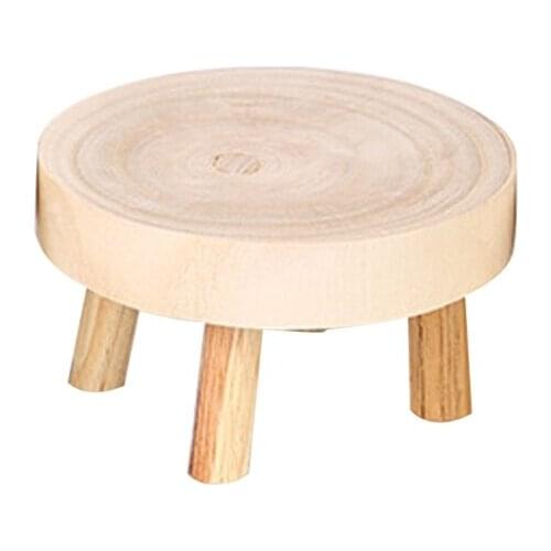 NICEFurniture Printed Solid Wood Stool Flower Pot Stand Round Bench Plant and Succulent Flowerpot Base Holder Display Stand Home