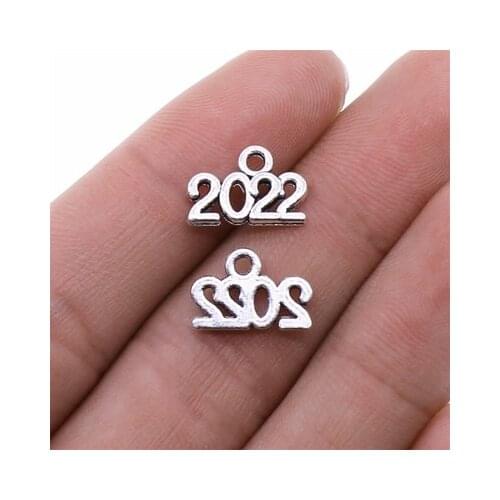 20Pcs 9*14mm Antique Gold Silver Plated Number 2022 Charms For DIY Jewelry Making Necklace Pendant Accessories Handcraft