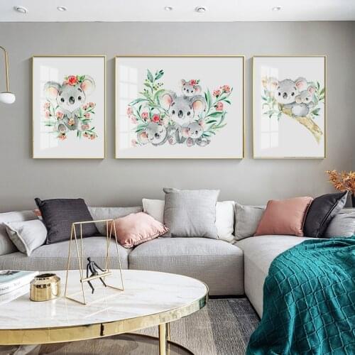 Simple Nordic small fresh watercolor sloth pet animals children room porch murals poster print canvas decorative painting