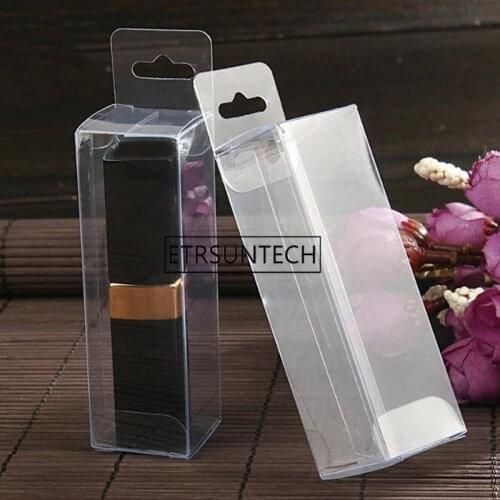 2.5*2.5*8cm Clear Plastic Lipstick Boxes Perfume Essential Oil Bottle Pacakaging Gift Boxes With Hook