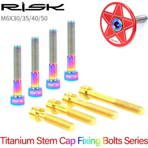 RISK MTB Road Bike Bicycle Headset Stem Cap Fixing Bolt Countersunk Screw For Star Nut Titanium Alloy M6x30/40/50mm