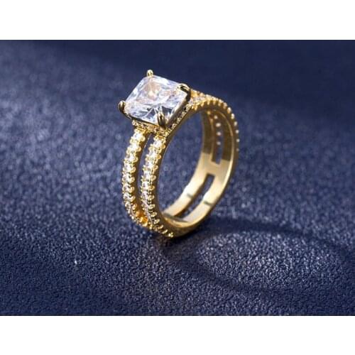 Luxury 14k Gold Jewellery 4 Prong Wedding Ring for Women 1 Carat Diamond Engagement Femme Ring Bride Valentines Gift for Girl