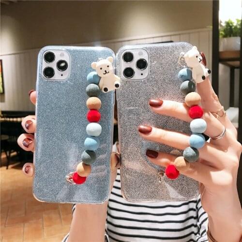 Bear Wrist Case For LG K40 K12 K30 2019 K10 K11 K8 2018 2017 Plus W30 X Power 3 K50 G5 G4 G3 Bling Silicone Cover