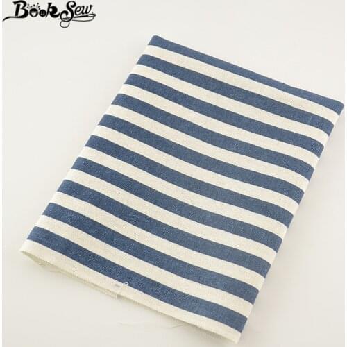 Booksew Dark Blue Strip Cotton Linen Fabric Chinese Style Tissu For Bag TableCloth Curtain Decoration Zakka Sewing Material CM