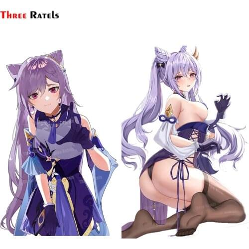 Three Ratels A334 Keqing And Lumine Genshin Impact For Jeep Window Sticker Funny Car Decorative Decals Custom Different Size