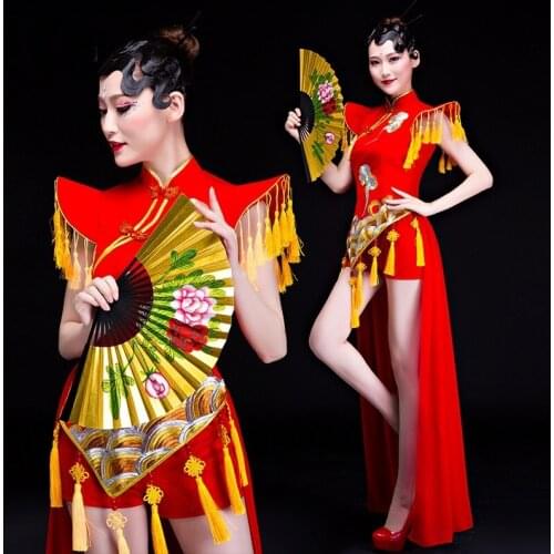 Traditional folk and ethnic dance clothes national dance of China fan yongo ancient Chinese folk dance clothing FF1748