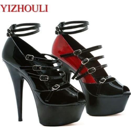 15cm ultra high heels fine with waterproof paint single shoe heels Color matching diamond club shoes
