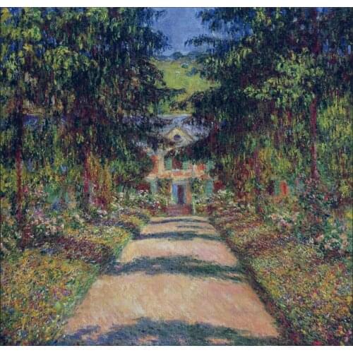 High quality Oil painting Canvas Reproductions Pathway in Monets Garden at Giverny (1900 By Claude Monet Painting hand painted