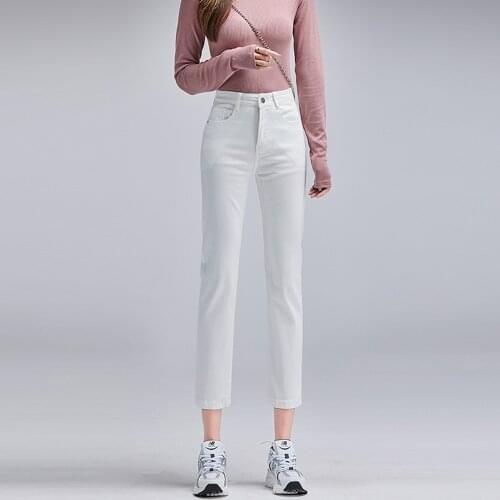 Fashion Brand White Jeans Women High Waist Straight Denim Pants Bottoms Vintage Streetwear Casual Clothes Blue Black 2021 Autumn