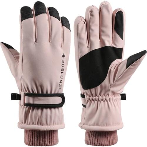 2021 High Quality Plus Velvet Waterproof Women Ski Gloves Black Winter Warm Full Finger Snow Snowboard Gloves Sports Game Gloves