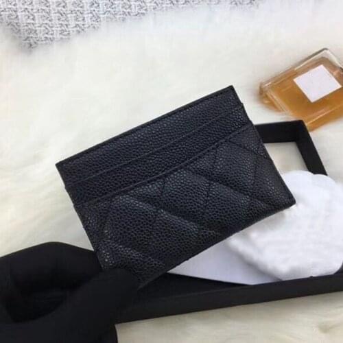 Women luxury caviar Card Holder top quality real leather designer Female mini short brand Credit Card Case
