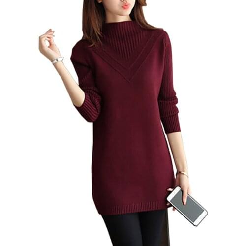 Women Half-high collar Winter Sweater Women 2018 Medium length Knitted Women Sweaters And Pullovers Female Jumper Tricot Tops LT