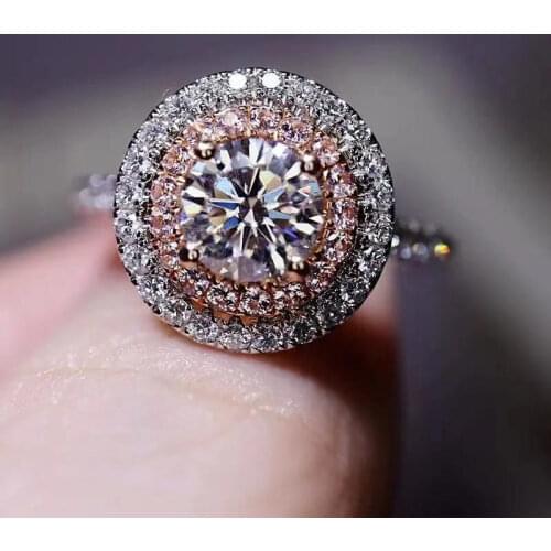Passed Diamond Test Perfect Moissanite Diamond Ring Two-color D Color Round Bag Ring Women Romantic Wedding Luxury Accessories