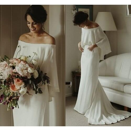 New Off The Shoulder Wedding Dress A Line Chiffon Bride Winter Mother of Bridal Gown 2021 Vestidos De Novia