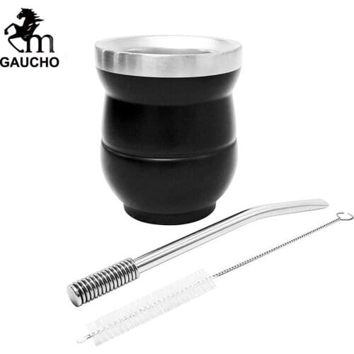 1 PC/Lot Yerba Mate Teaware Include Stainless Gourds 5 OZ & Straw & Brush Easy Hold Special For Lady and Children Hot Sale