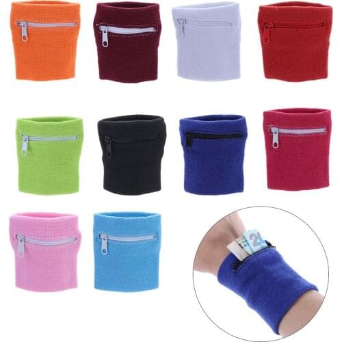 1PC Colorful Zipper Breathable Sports Wristband Wrist Purse Bag Key Pocket Wrist Protection Running Gym Outdoor Sport Accessory