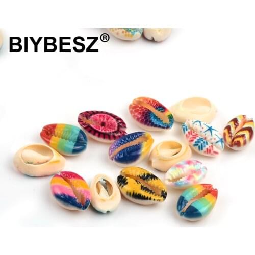 10-17mm Different Pattern Printed Conch Beads Charms Natural Stone Beads For Jewelry Making Diy Bracelet Necklace Girls Gift