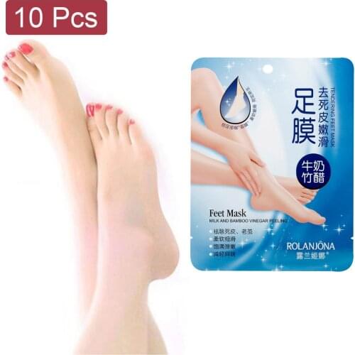 10PCS=5PAIR ROLANJONA FOOT MASK Bamboo Vinegar Feet Mask Milk Membrane Foot care Chamfer Whitening and Moisturizing Exfoliating